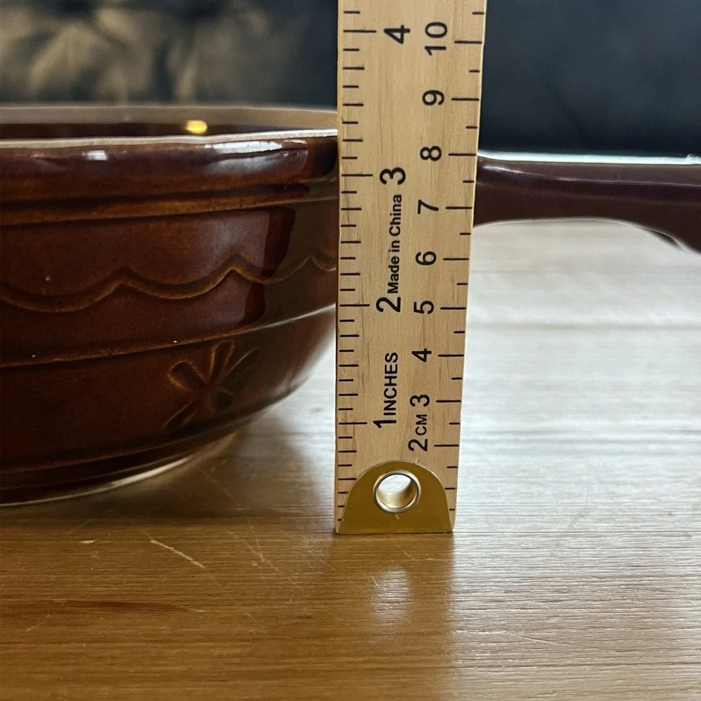 Vintage Marcrest‎ Brown Stoneware Handled Bowl Oven Proof USA Casserole Dish